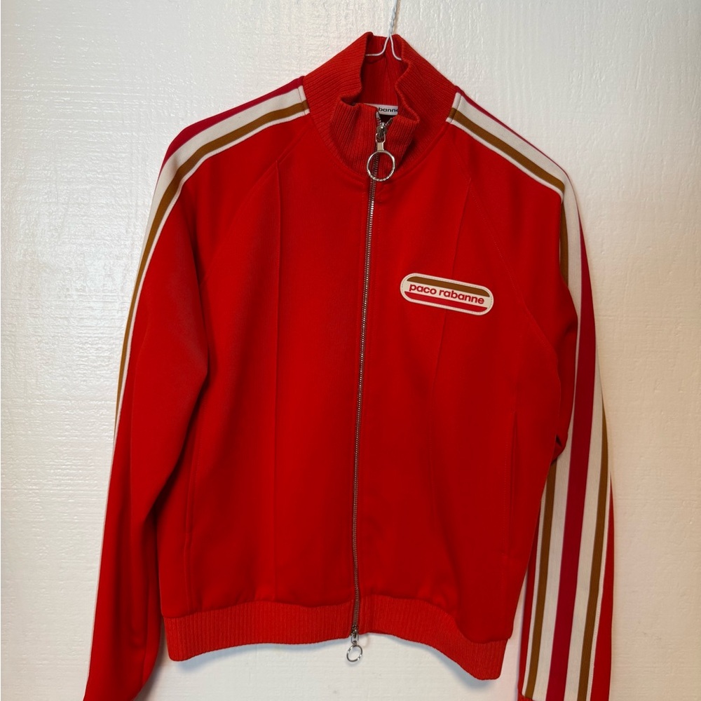 Paco Rabanne Red with White and Tan Stripes tracksuit